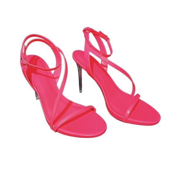 NEW‎ Aaj By Aminah Zayn Faux Patent Leather Evening Heels in Neno Pink Size 7.5 - Picture 5 of 10